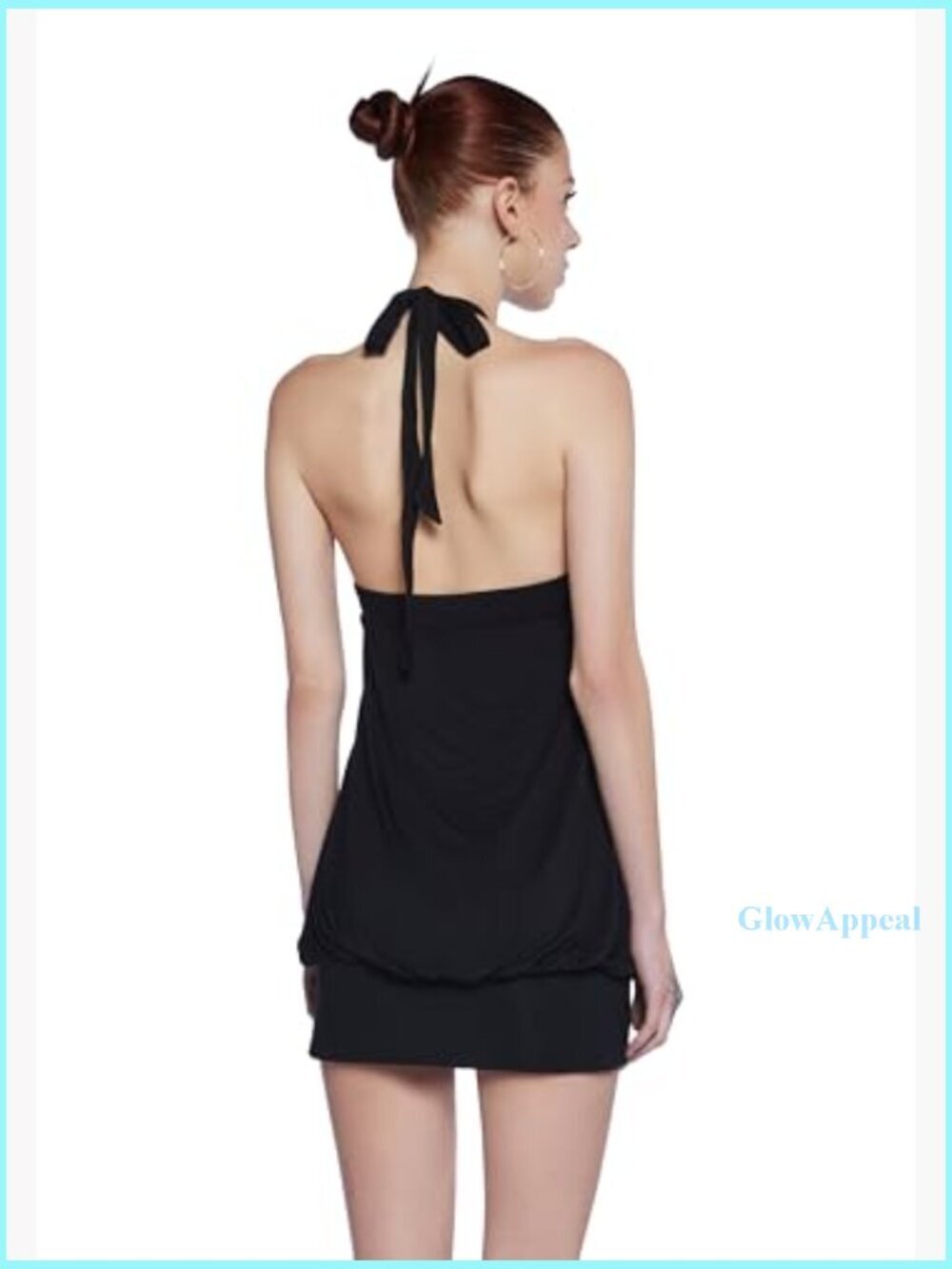 Y2K Bubble Mini Dress Halter Neck Ruched Bust Adjustable Fit - Picture 2 of 6